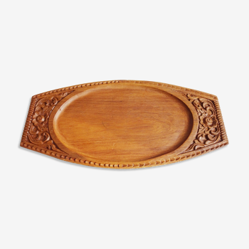 Teak tray hand-carved