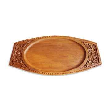 Teak tray hand-carved