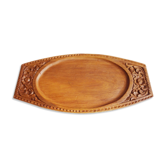 Teak tray hand-carved