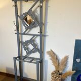 Porte manteau vestiaire art déco en bois patiné gris