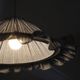 Suspension Emilia, pleated lampshade with frills, blue stripes.