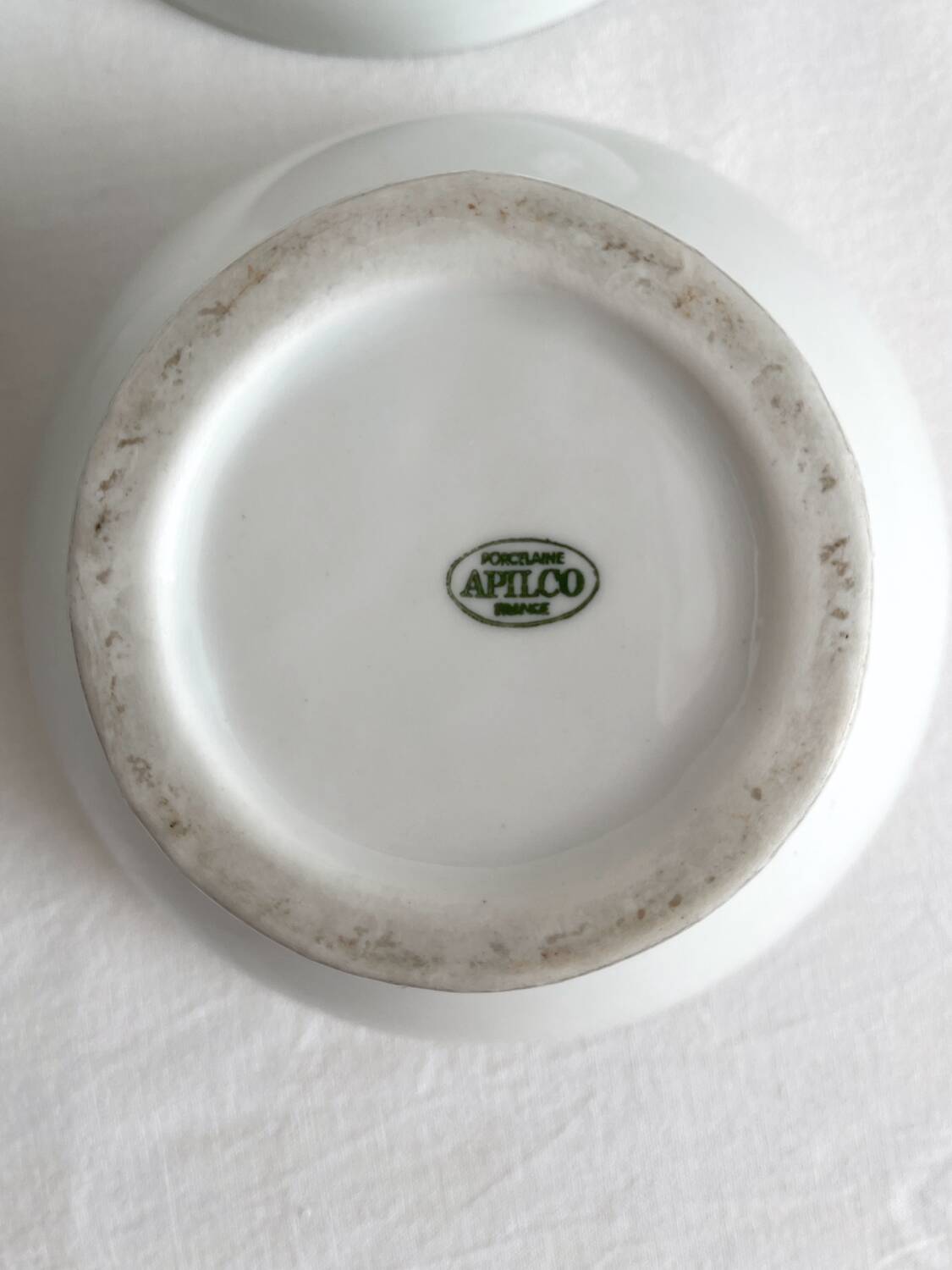 3 vintage Apilco white porcelain bowls
