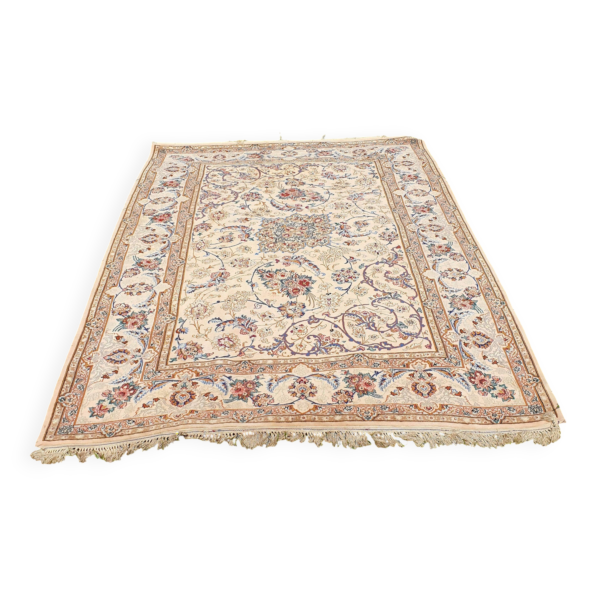 Vintage Isfahan Rug, Rug, carpet 225x150cm (7.4x4.9 ft) Floral Pattern