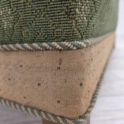 1950s, Danish 3-seater sofa, green/beige furniture wool fabric, oak wood.