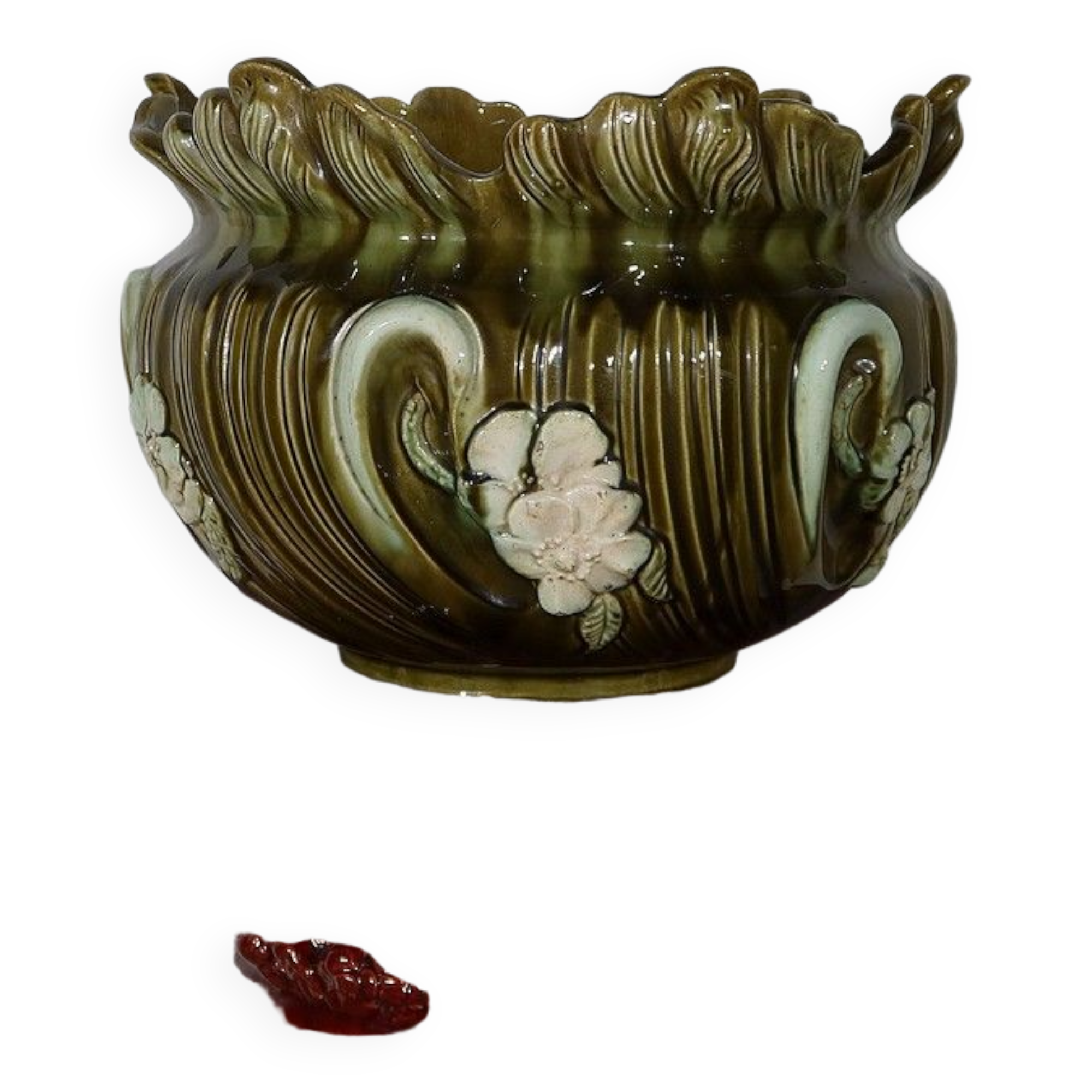 Cache-pot en faïence barbotine, art nouveau – 1920