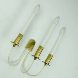 Mid century sconce wall lamp brass white metal vintage cinema light / 2 available
