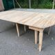 Renovated square extendable dining table in raw solid cherry wood, Louis XVI style.