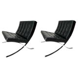 Paire de chauffeuses Barcelona attribuées à Mies Van Der Rohe pour Knoll International, années 1980