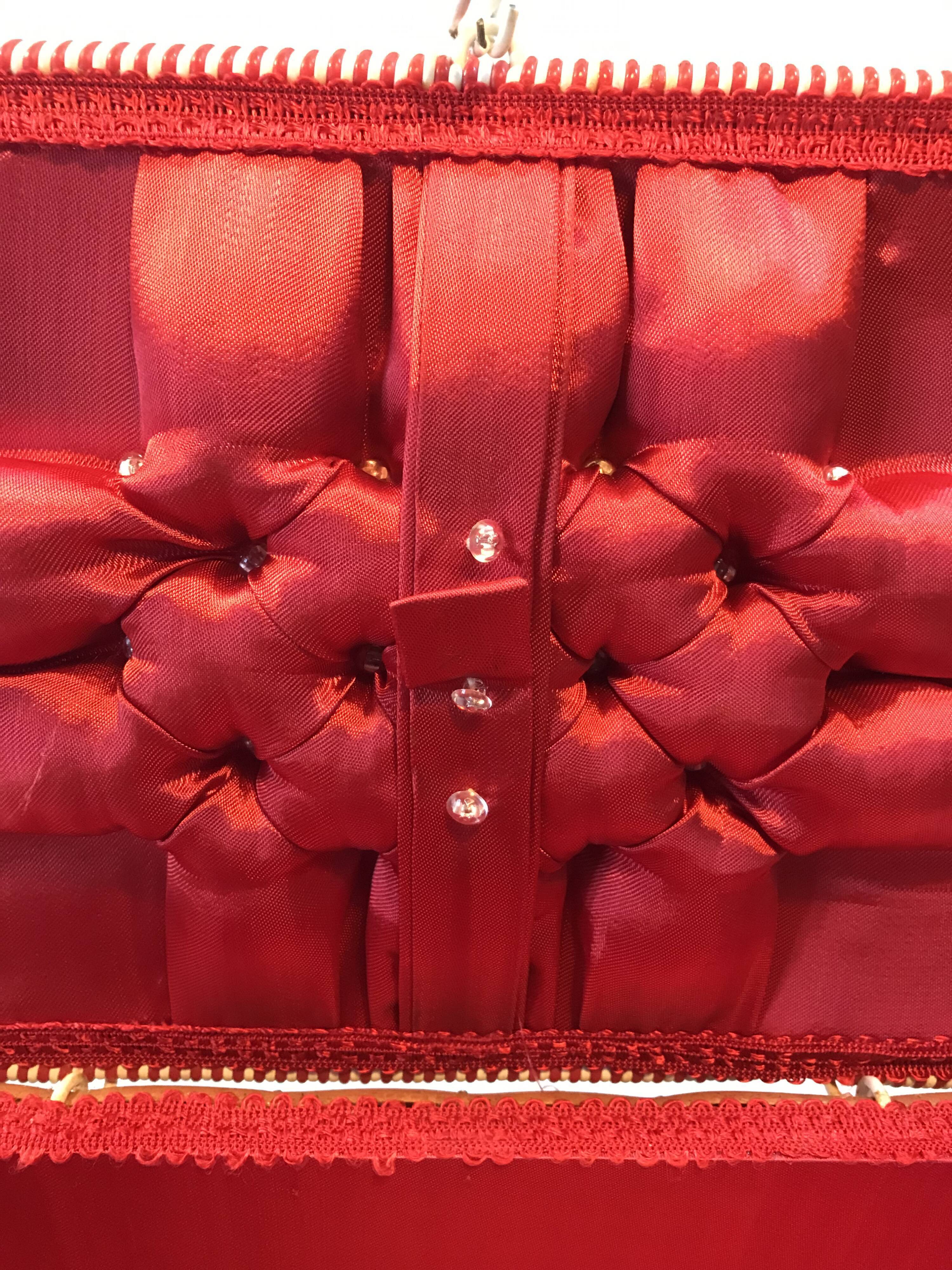 Vintage wicker and "scoubidou" box