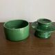 Foucart Jourdan Green glazed earthenware butter dish with water reservoir, 1960