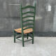 Chaise basse d’appoint vintage à haut dossier et assise tressée