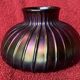 Vase with flat ribbed iridescent glass "peacock feather"