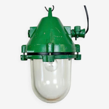 Lampe antidéflagrante en aluminium moulé industriel vert, années 1970