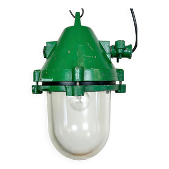 Lampe antidéflagrante en aluminium moulé industriel vert, années 1970