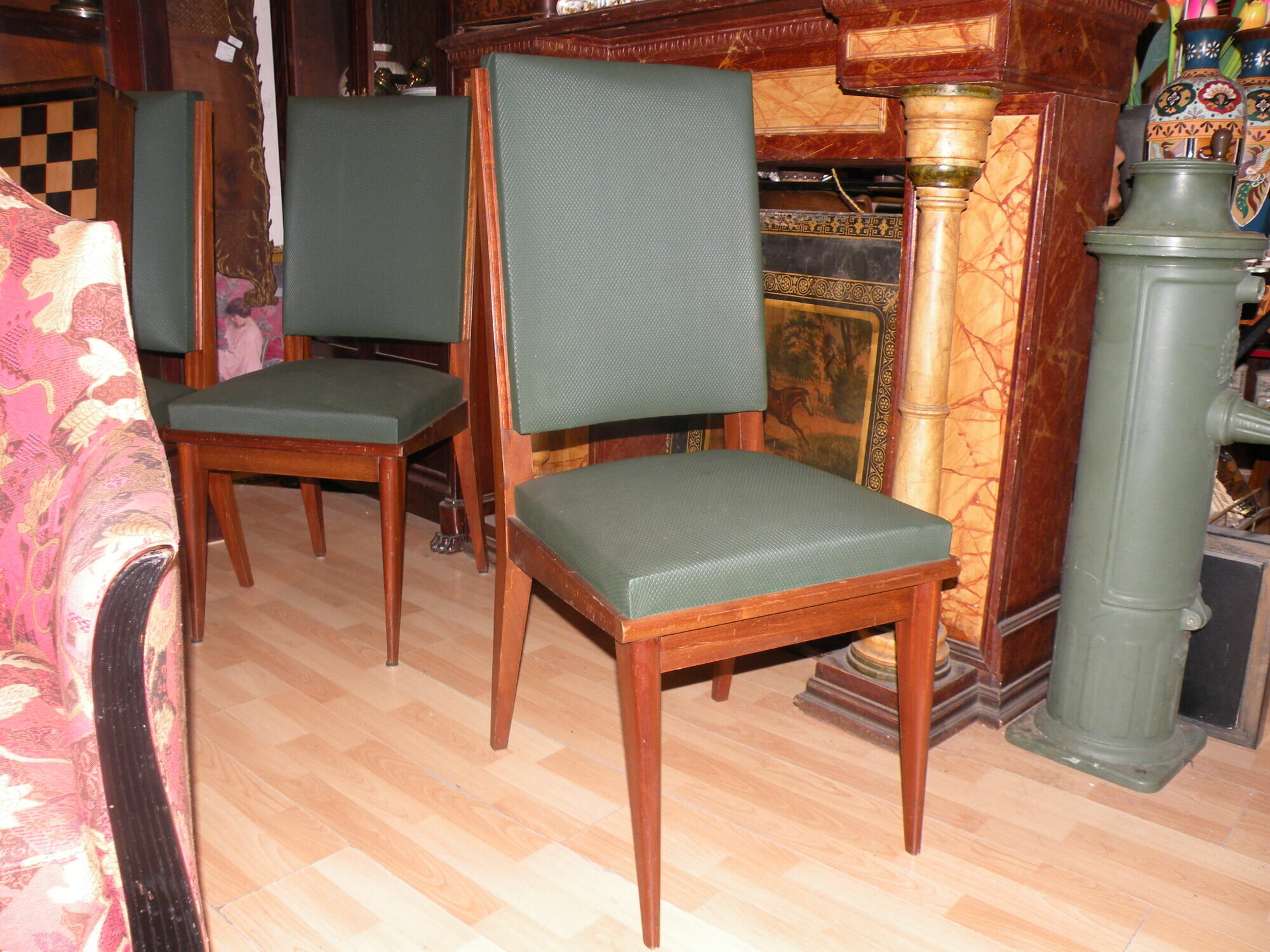 Set of 12 high quality mahogany and skai chairs 1940-1950