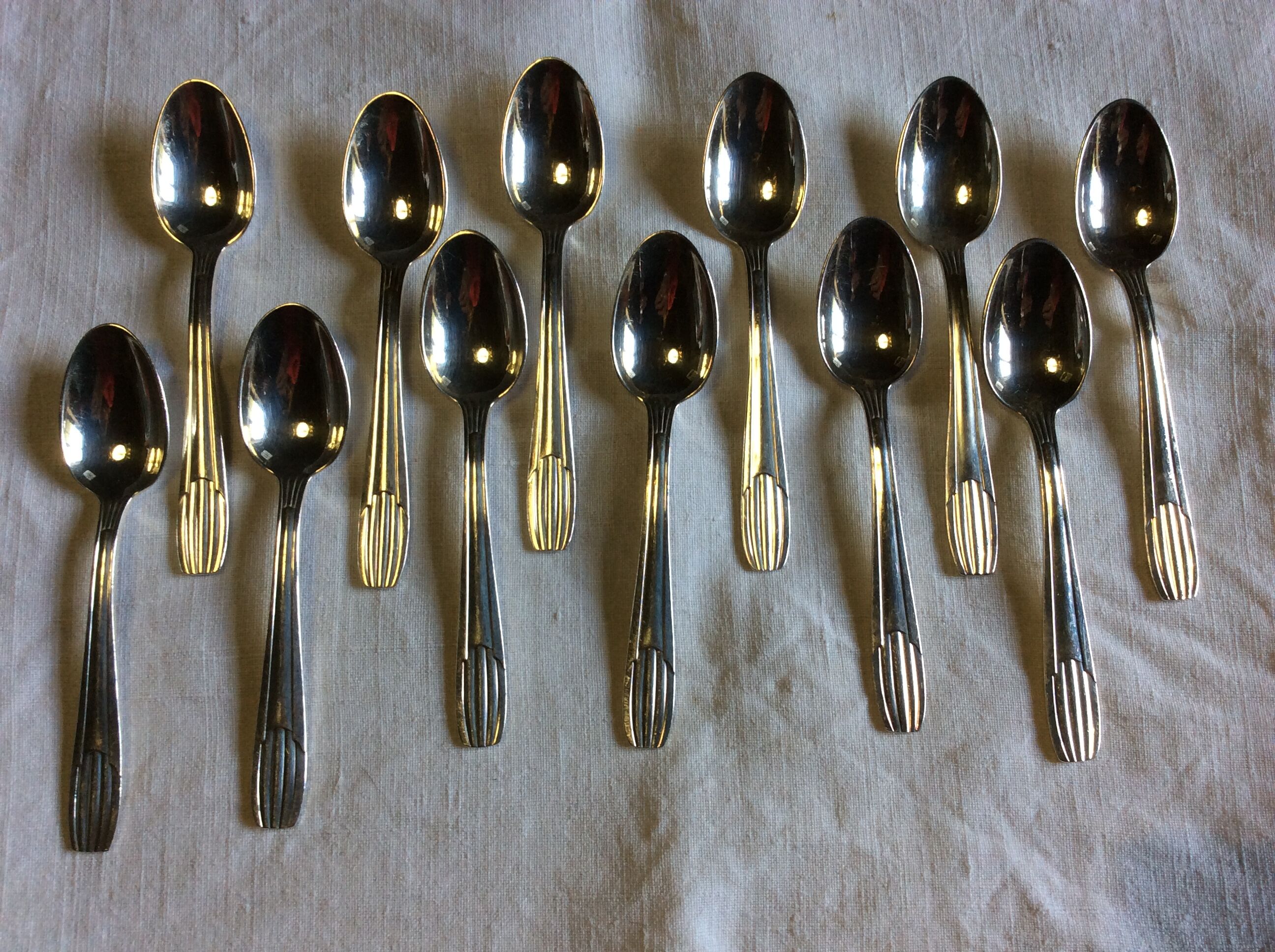 12 mocha spoons, silver metal