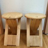 Pair of Folding Wooden Stools by Adrian Reed, France, 1970