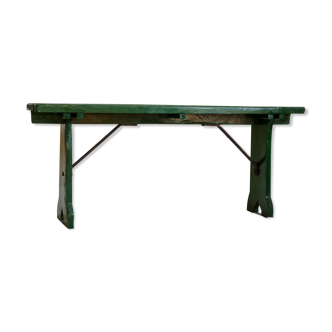 Green farm bench
