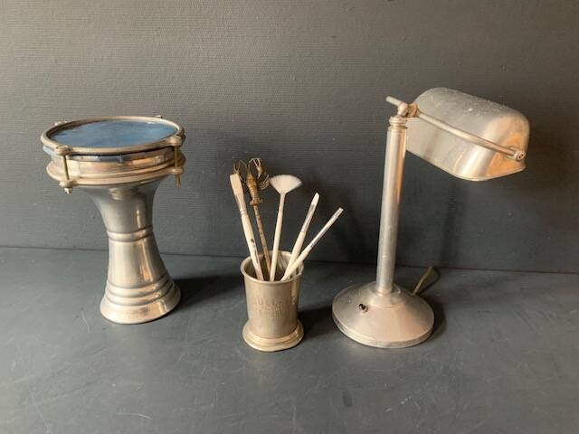 Old art deco aluminum desk lamp, 1920