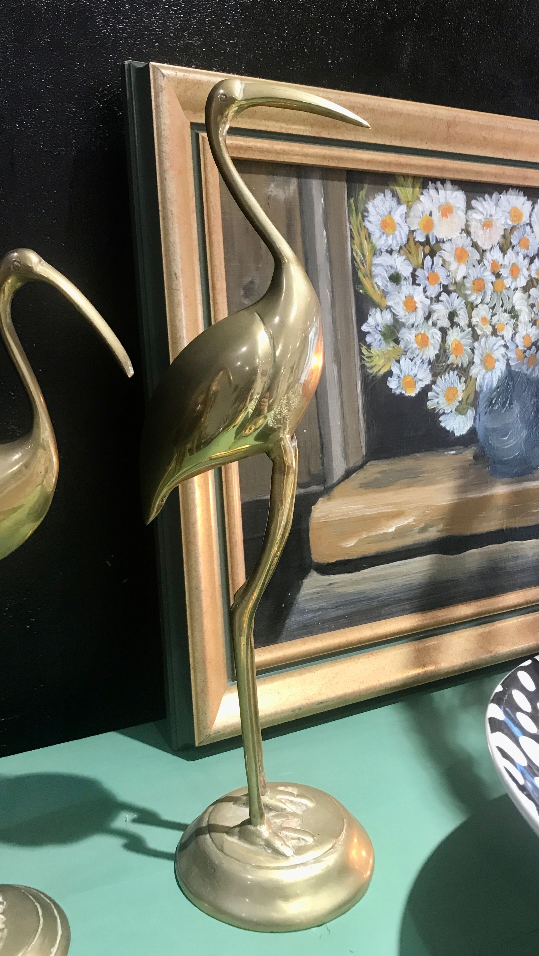 Large brass stilt walker