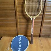 Vintage tennis racket hilton master wood + vintage cover