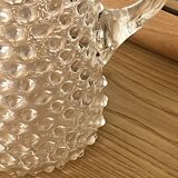 Vintage beaded and mouth-blown carafe or vase in rostrato glass, Italy 1930