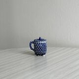 Electric blue ceramic sugar bowl