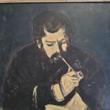 Table Painting Old Painter Portrait Sisley By R. COSTES 20th Century
