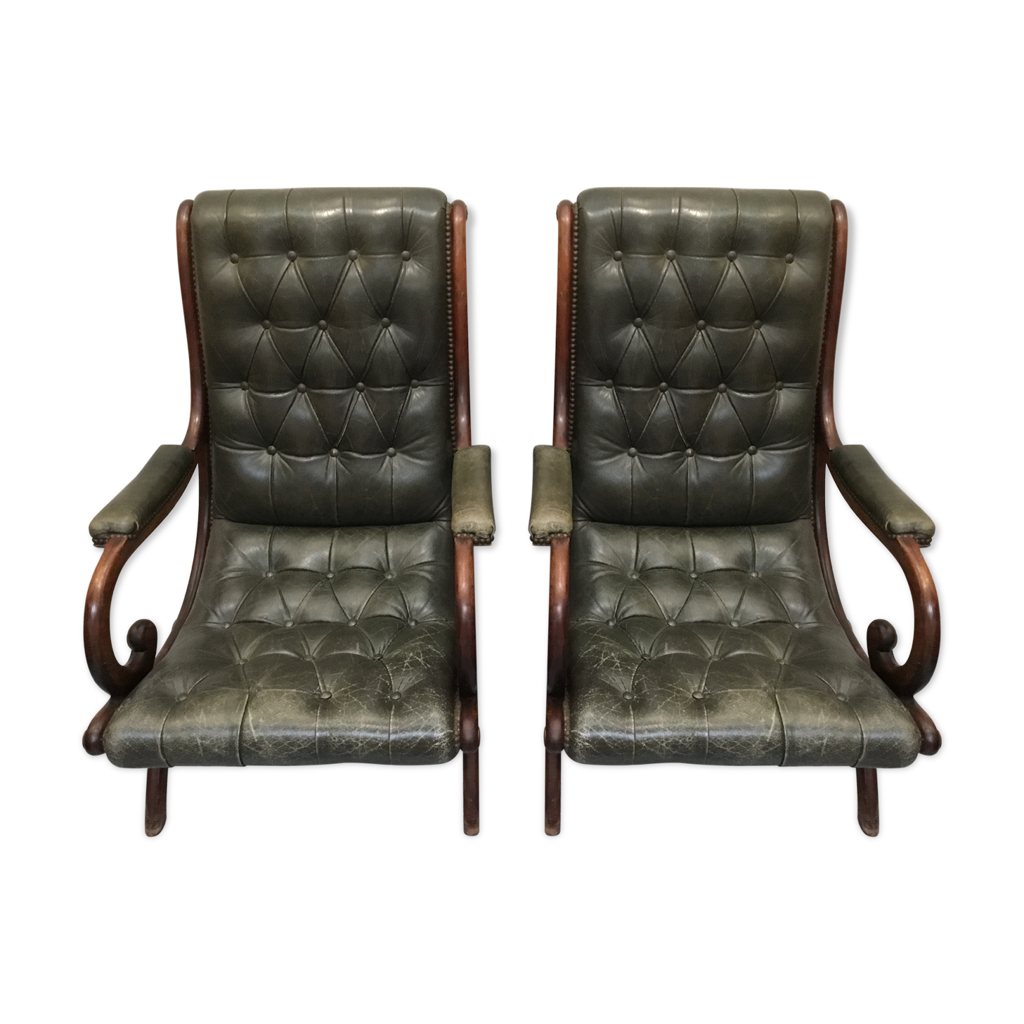 Pair of chesterfield style armchairs