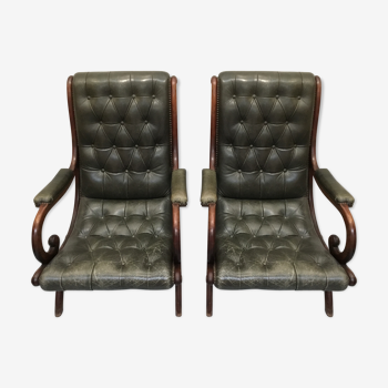 Pair of chesterfield style armchairs
