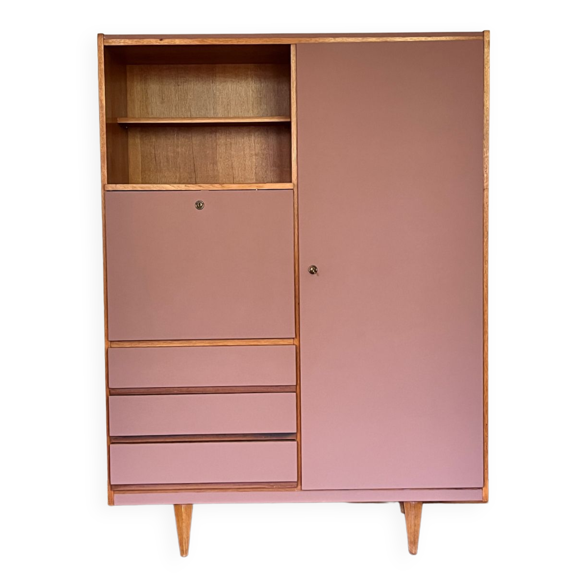 Wardrobe & chest of drawers old pink and wood