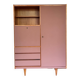 Armoire penderie & commode vieux rose et bois