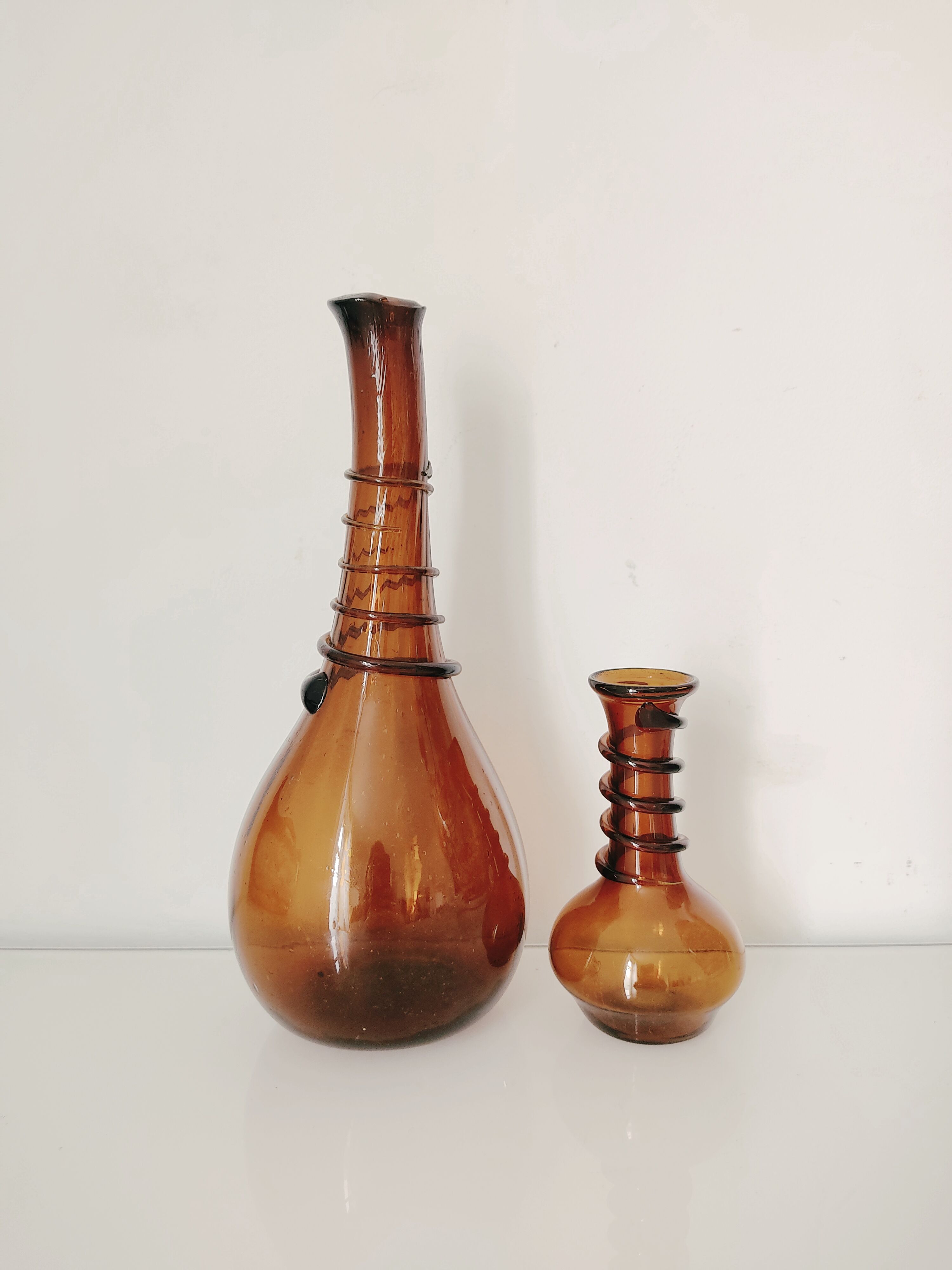 Murano, set of two brown blown glass vases