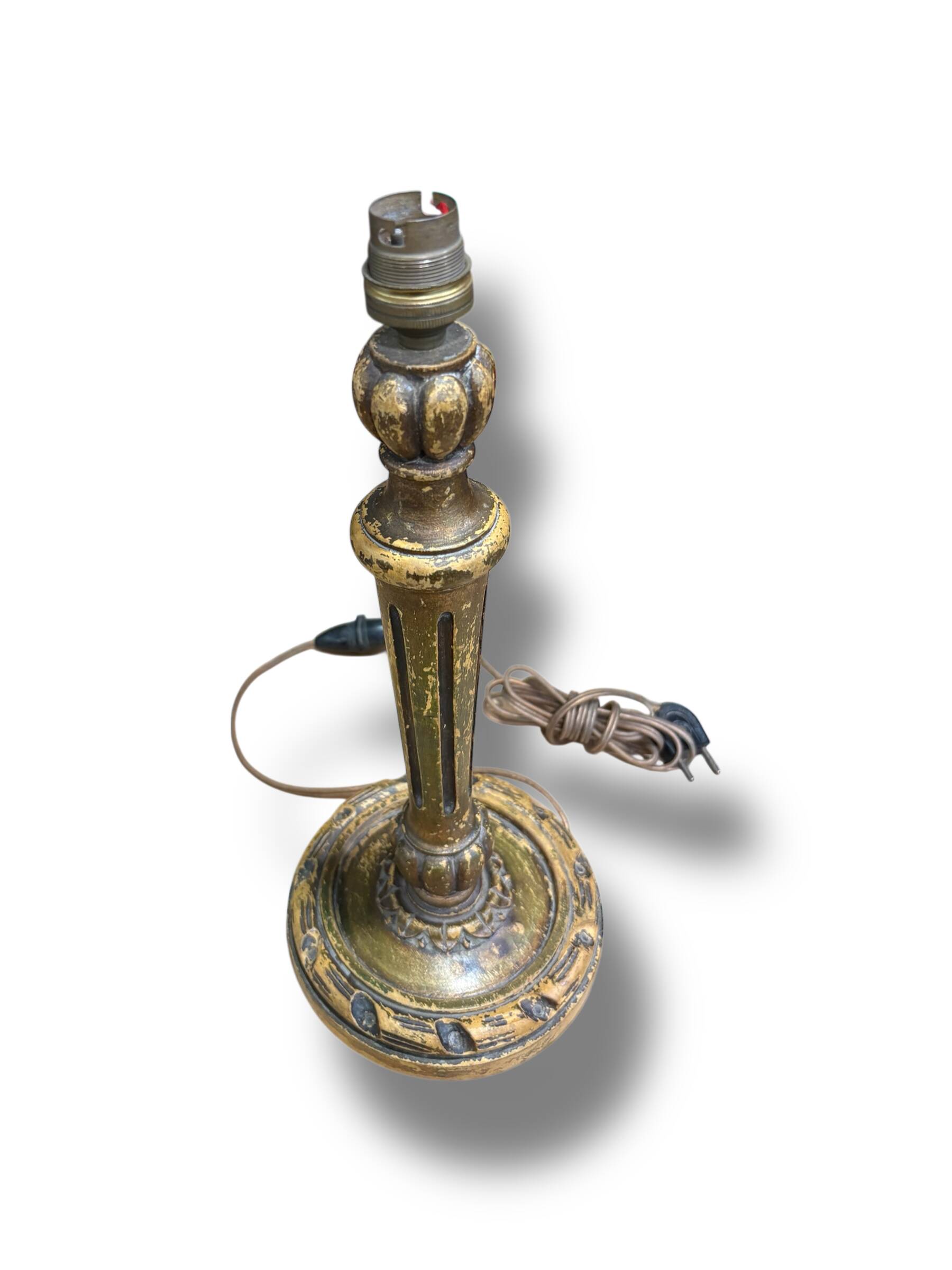 Pied de lampe en bois doré très jolie patine vers 1960