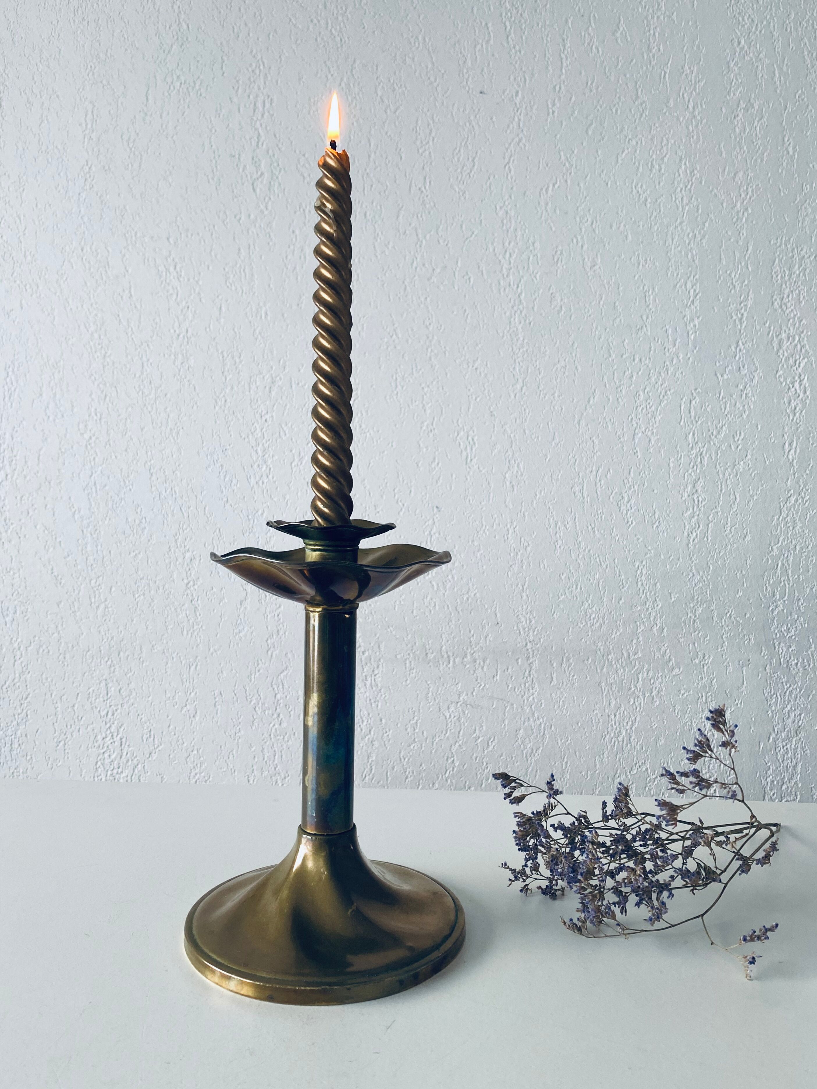 Antique golden brass candle holder