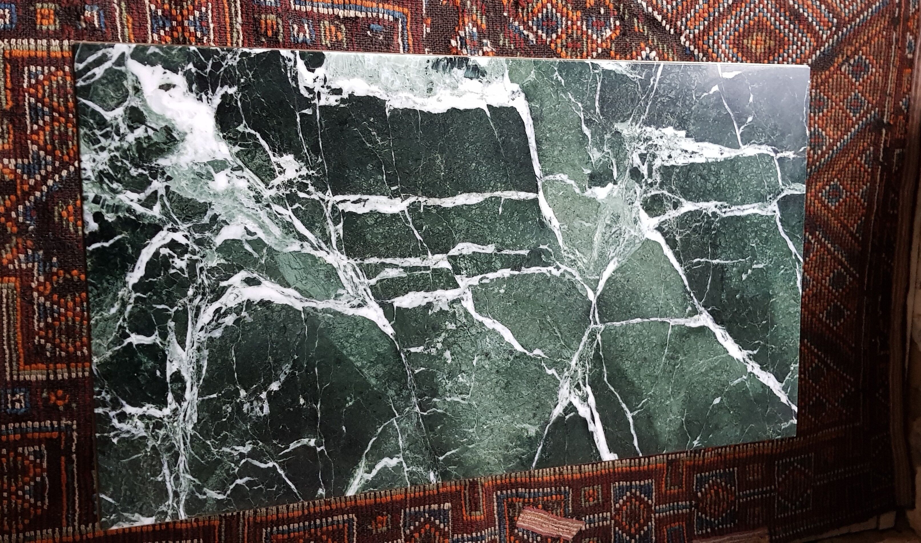 Brass coffee table and green marble