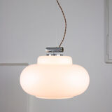 Vintage Chrome & Opaline Pendant Lamp, 1980s