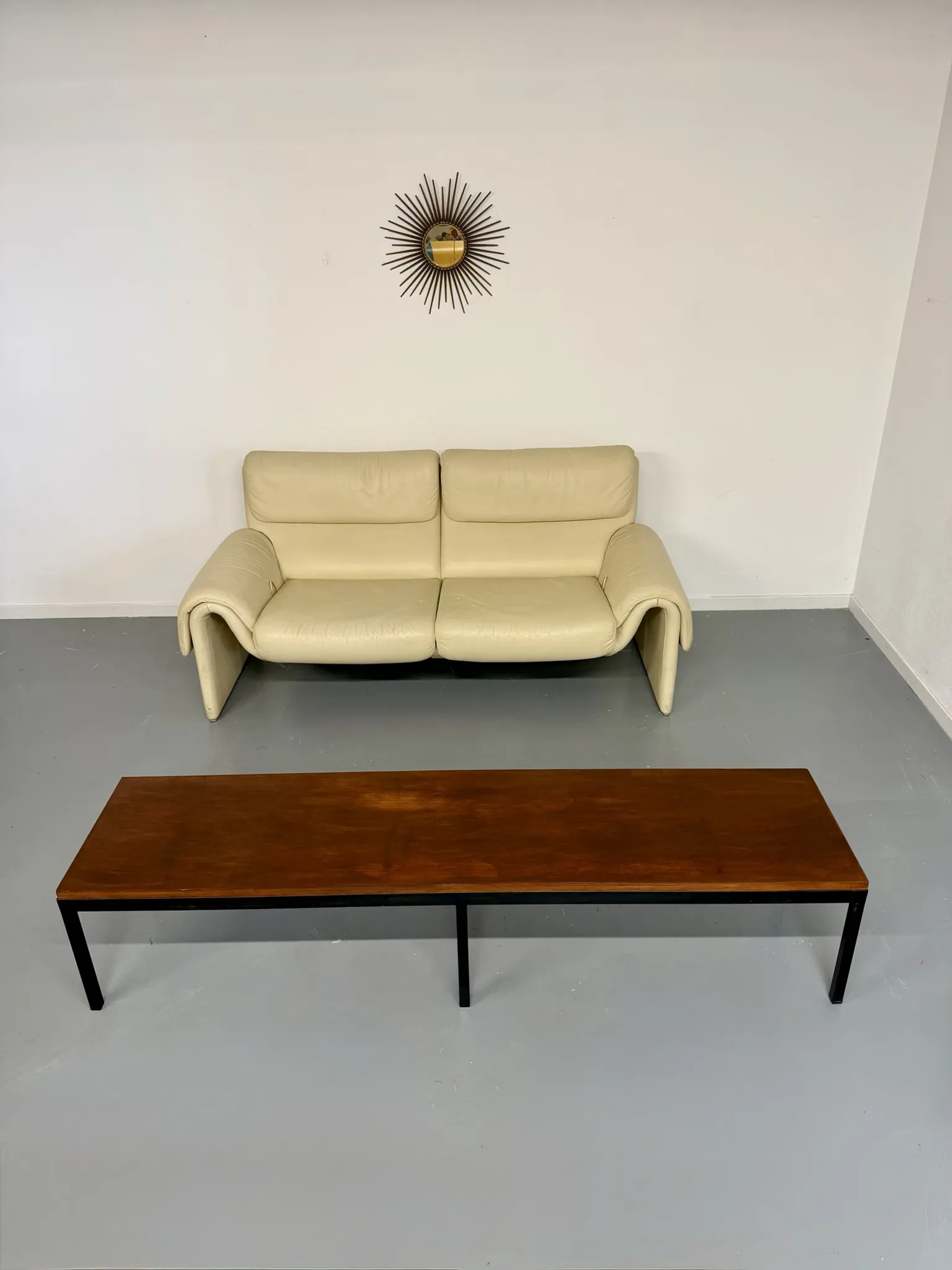 Large coffee table / modernist side table in wood and metal an60