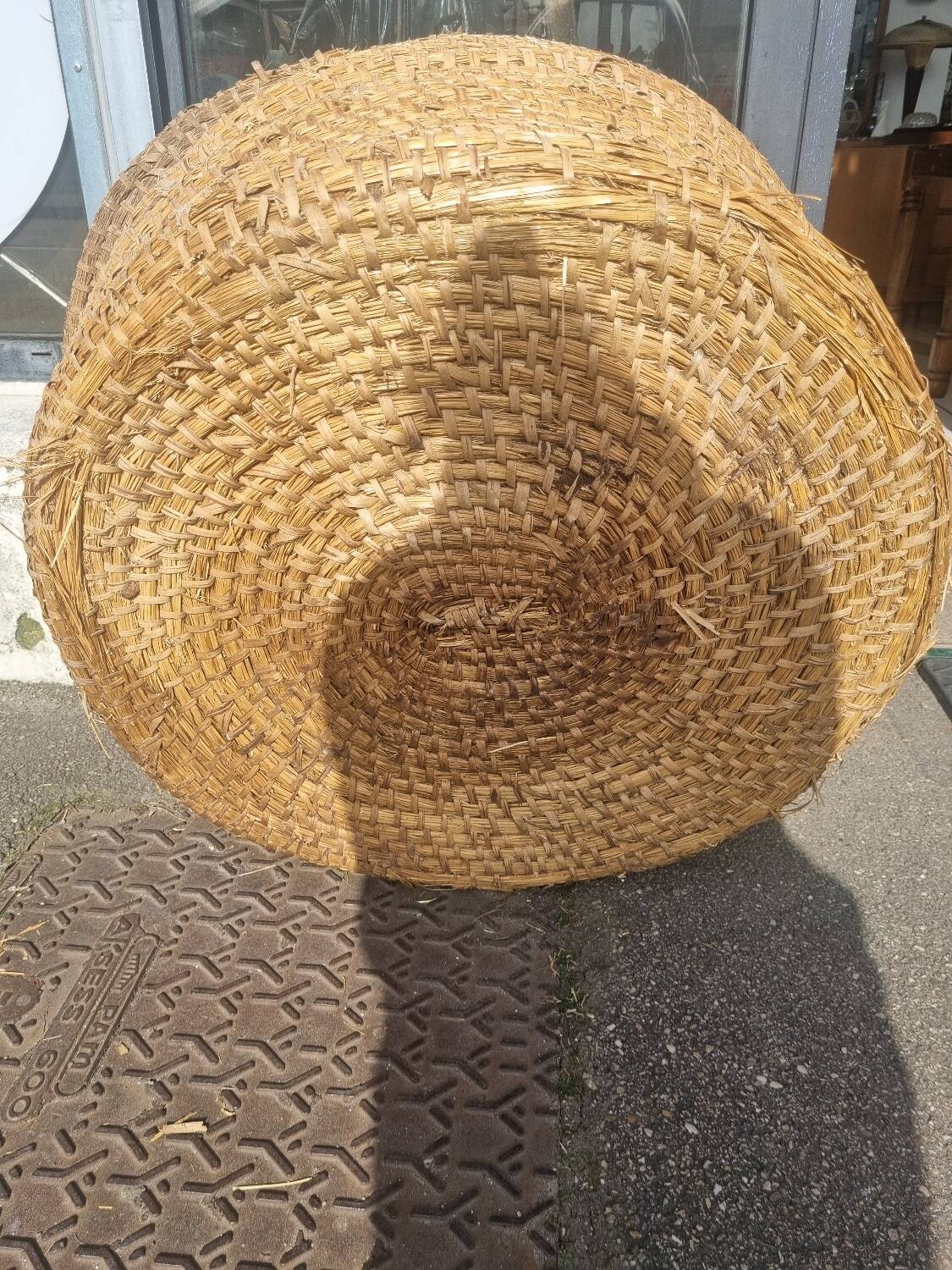 Vintage rattan grain basket
