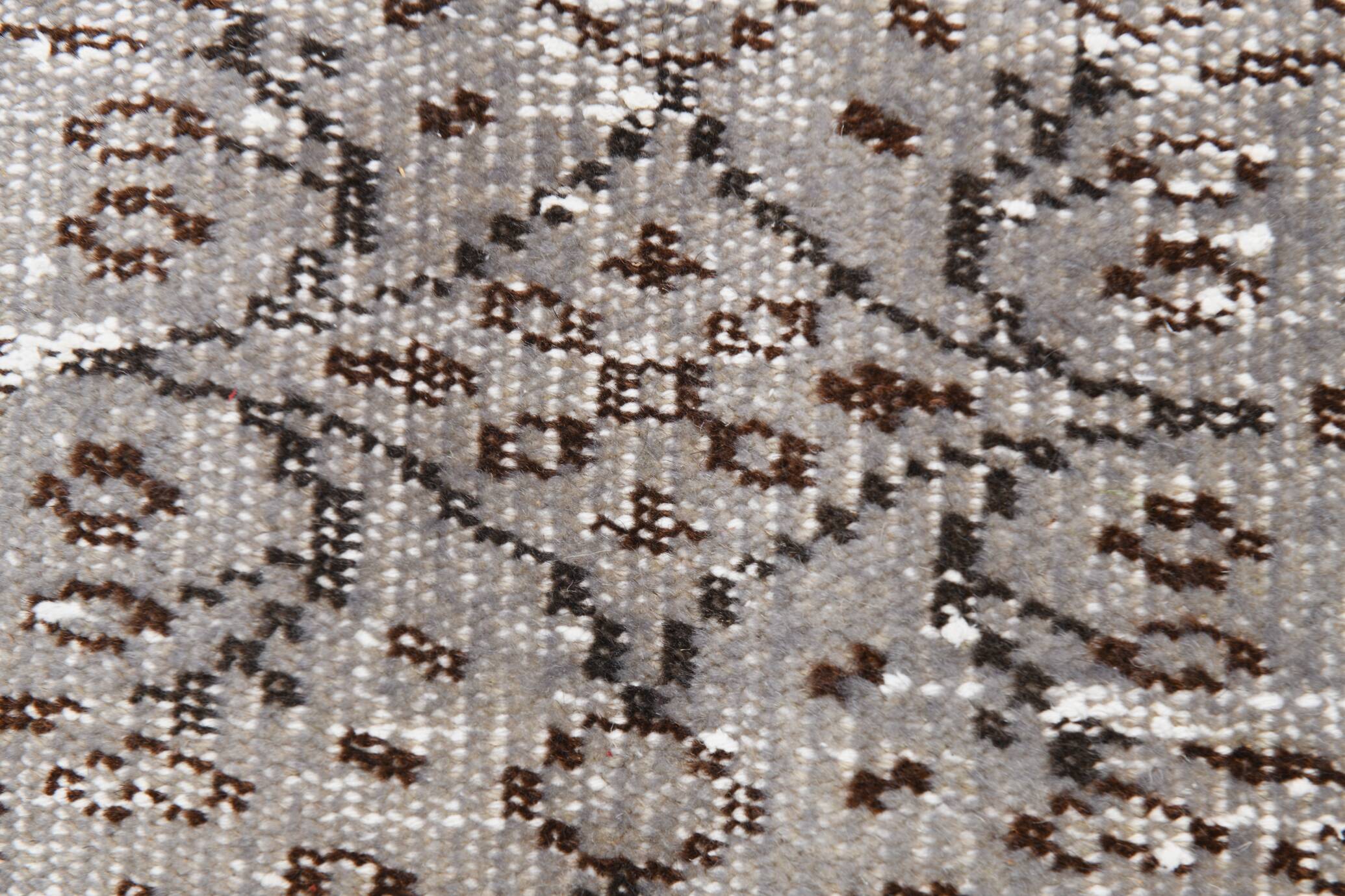 Gray & black floral turkish vintage rug