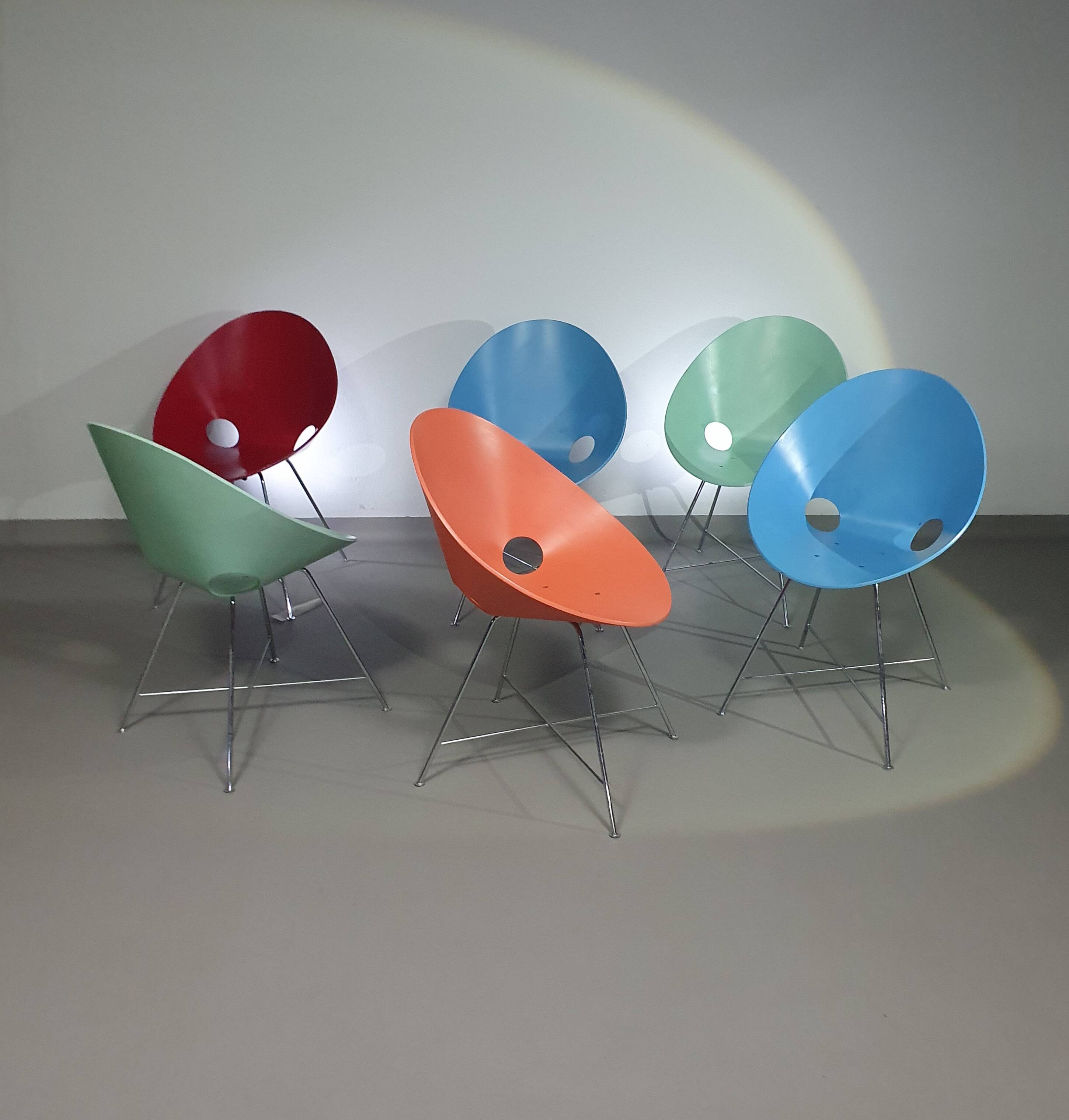 6 ST 664 Shell Chairs, Designed by Eddie Harlis