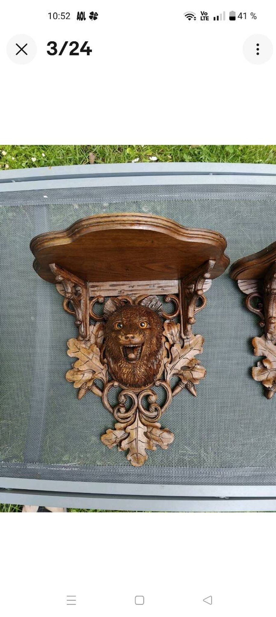 2 magnificent consoles/shelves in carved wood "FROM THE BLACK FOREST"