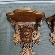 2 magnificent consoles/shelves in carved wood "FROM THE BLACK FOREST"