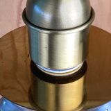 Lampe de table cuir vert daim et laiton, années 1970