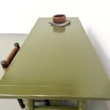 Glossy olive green lacquered dining table — DLG Georges Robert, Circa 1970
