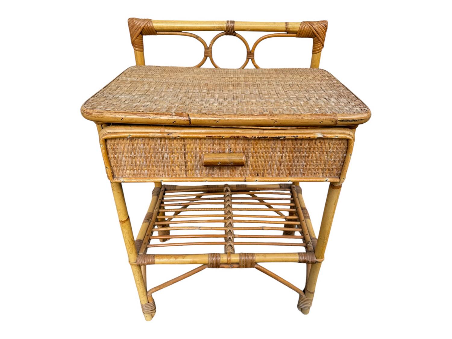 Paire de table de nuit en rotin Italie 70’s