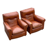 Set of Italian leather Poltrona Frau chairs, 1970s.