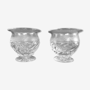 Pair of old glass mustard makers
