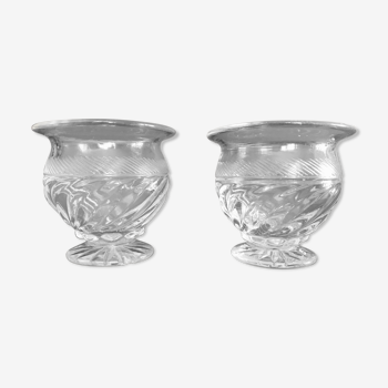 Pair of old glass mustard pots