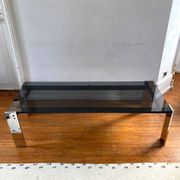 Table basse rectangulaire Italienne en verre fumé vintage 1970